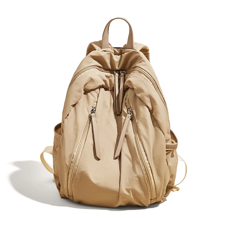 FOXER Simple Solid Color Backpack Women Backpack Waterproof Cotton Fabric Laptop School Bag Fashion Teenage Girl Travel Book Bag