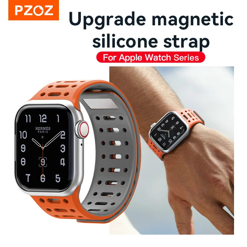 PZOZ Magnetic Silicone Apple Watch Strap with Buckle