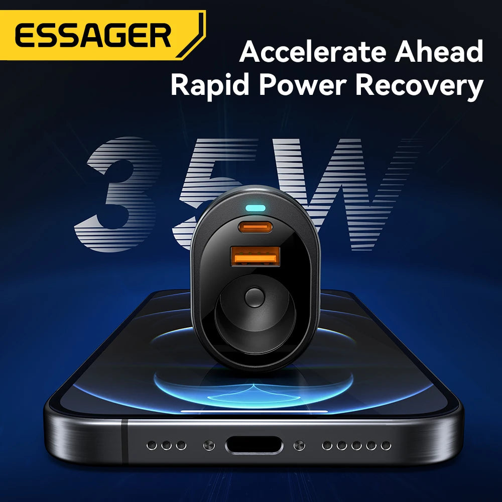 Essager 120W USB C Car Charger – Fast, Dual-Port Power for Your Devices