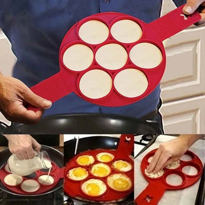 Silicone Non-Stick Pancake & Egg Maker, Easy Baking Frying Tool, Red Kitchen Essential Mini Cooker