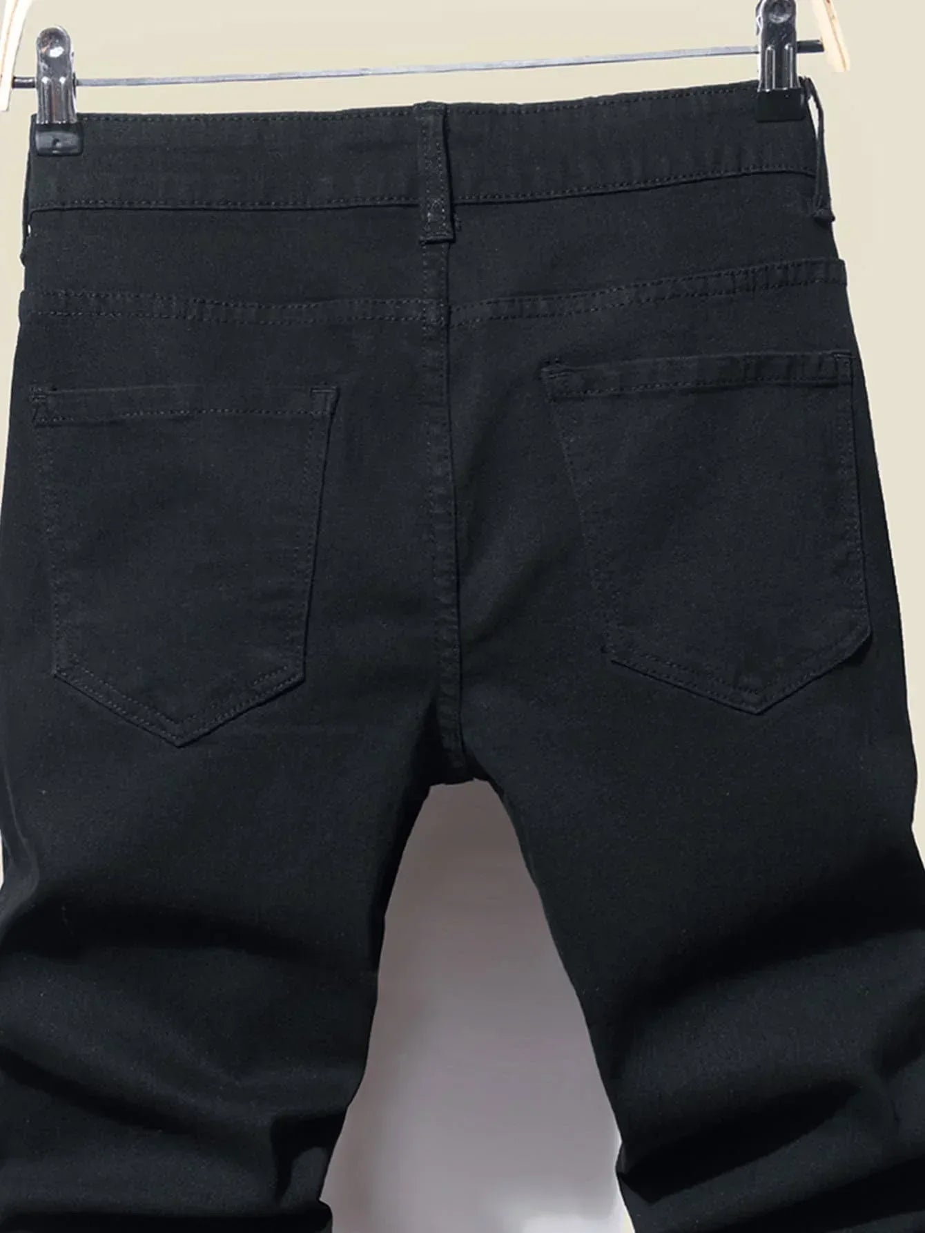 Men's Streetwear Retro Black Elastic Slim Fit Ripped Jeans - ShopHub