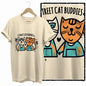 COOLMIND Beige Cat Graphic T-Shirt | Women's Relaxed Fit