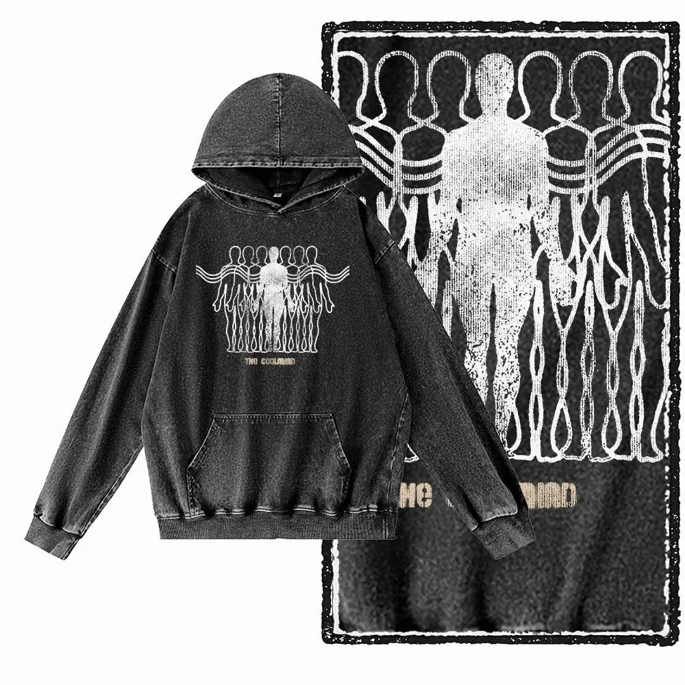 COOLMIND Acid-Washed Black Graphic Pullover