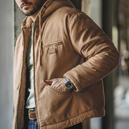 MADEN Hooded Canvas Jacket | Sherpa-Style Lining