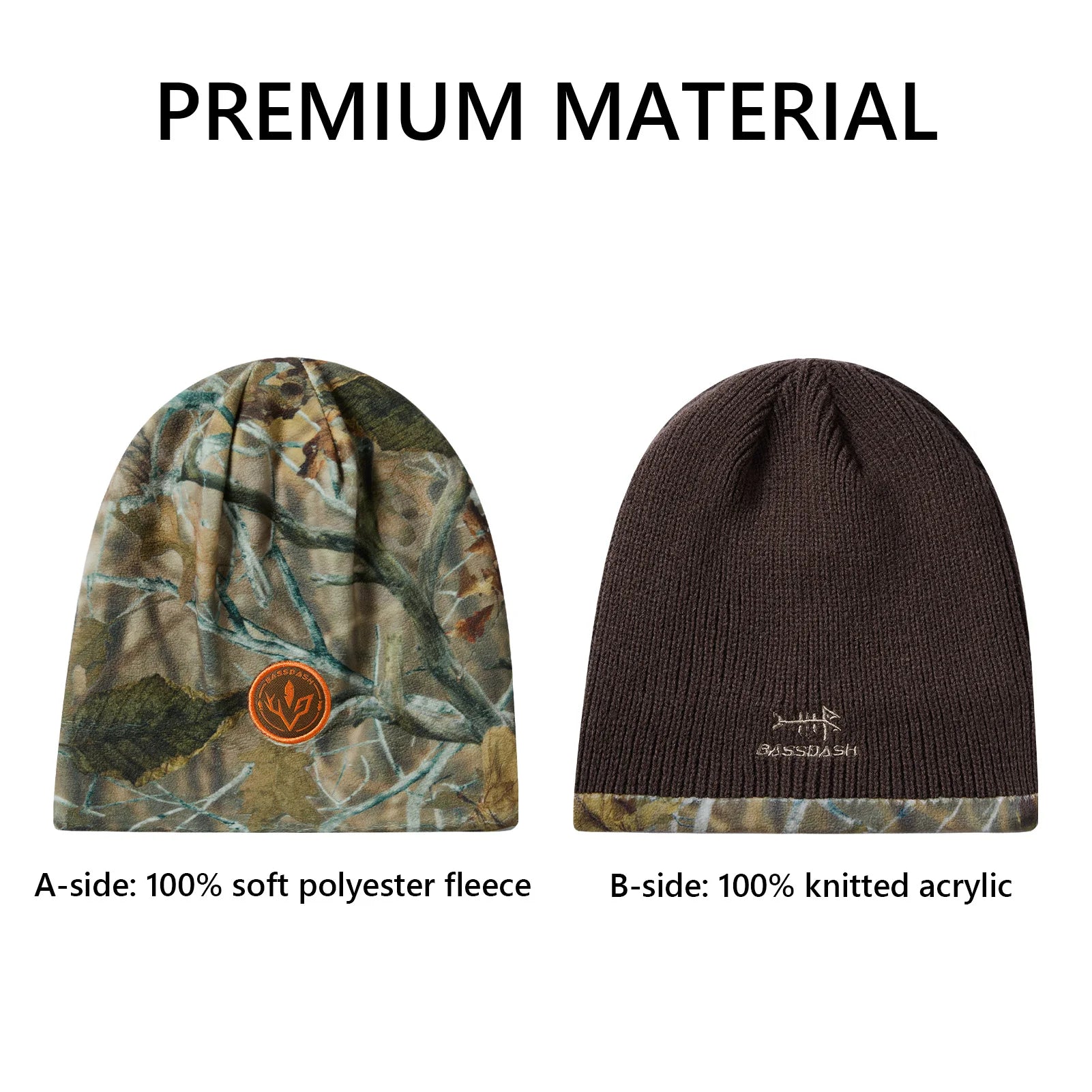BASSDASH Reversible Windproof Fleece Beanie