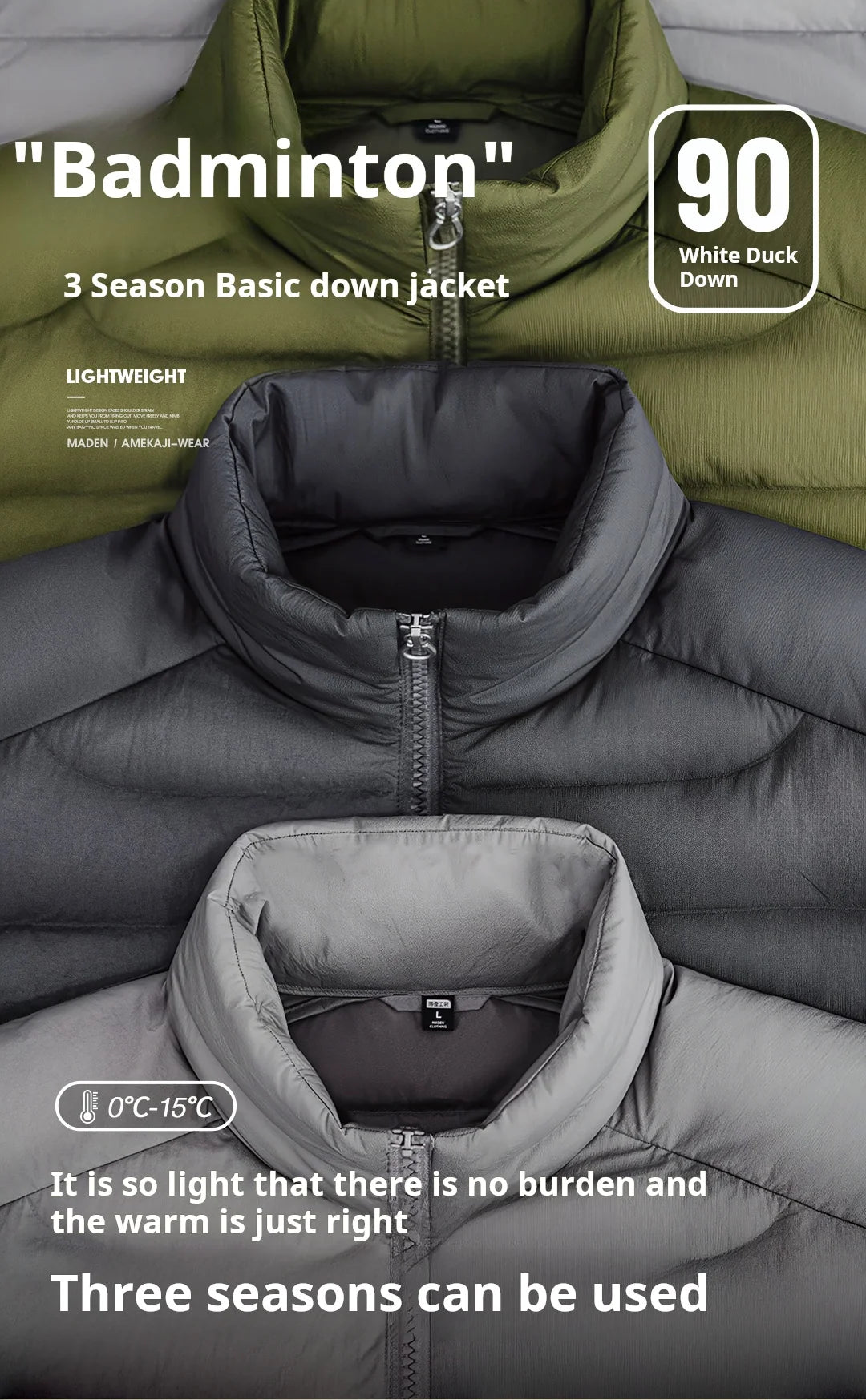 Maden Winter Men's Stand-up Collar Down Jacket