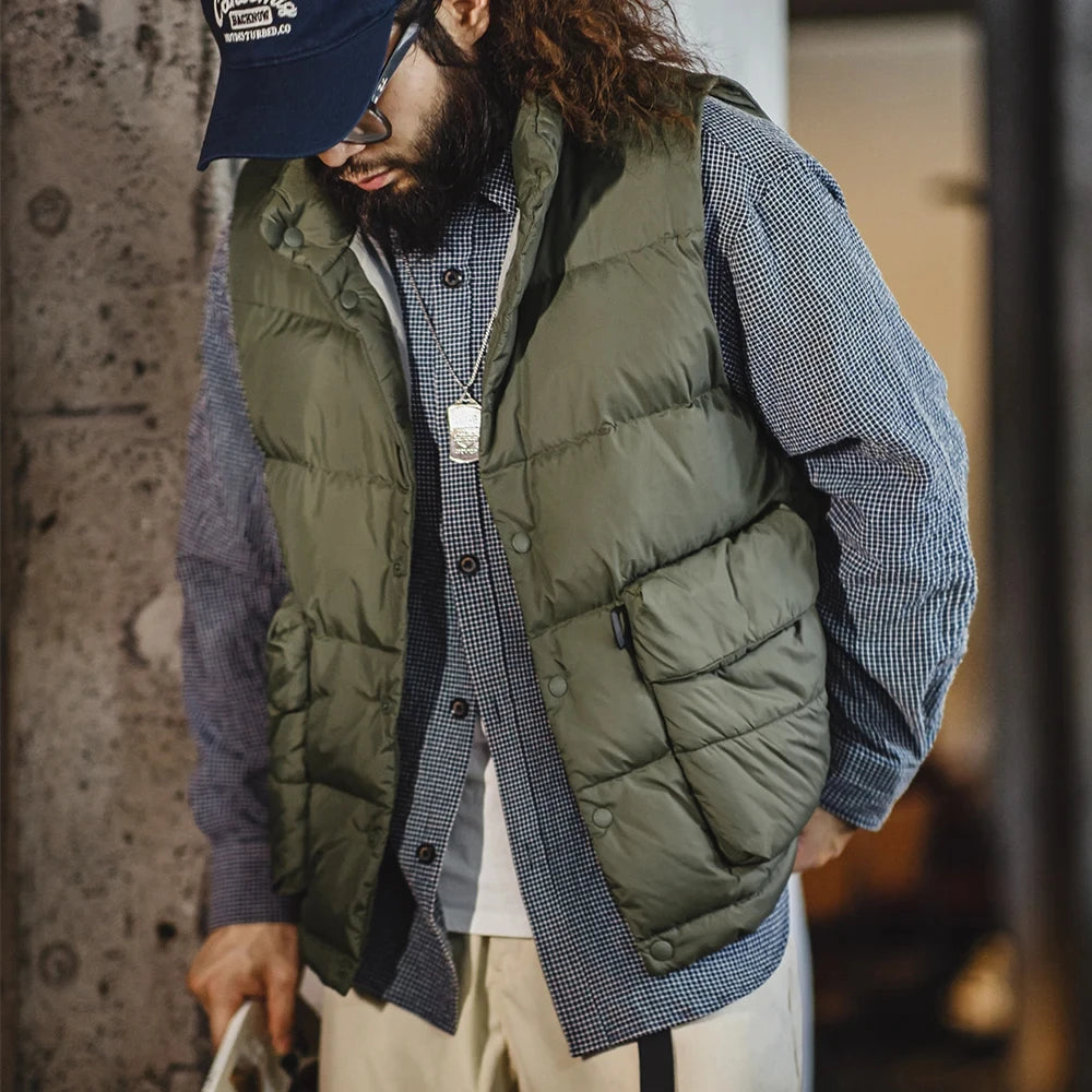 MADEN Duck-Down Puffer Vest | Army Green or Mocha