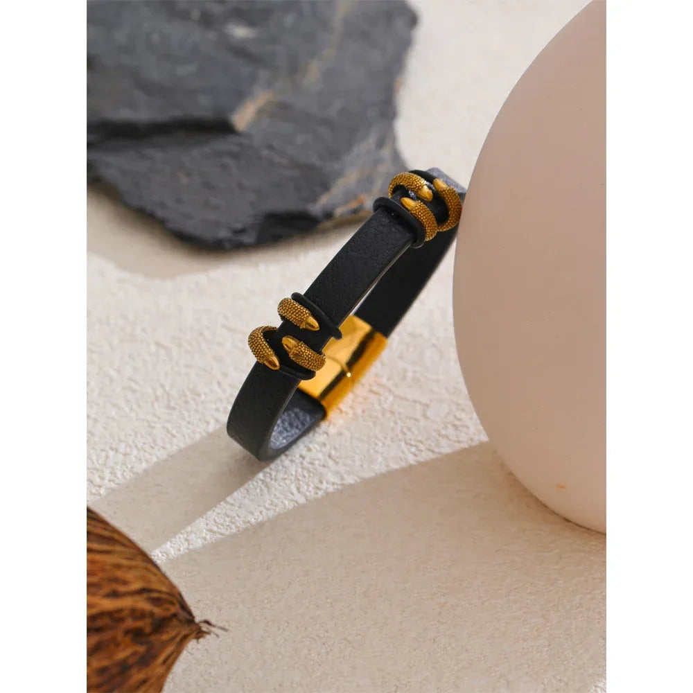64mm Stylish Unique Leather Metal Claw Bracelet Bangle - ShopHub