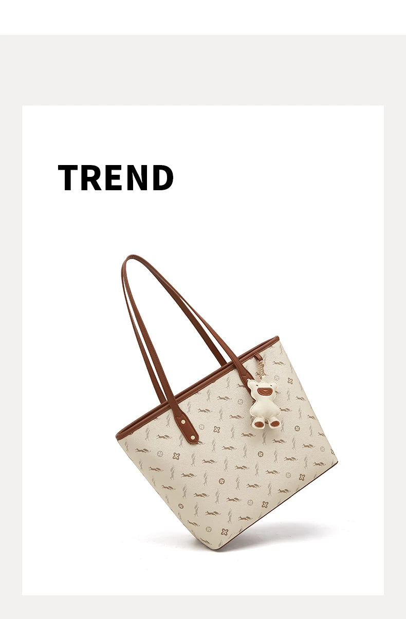 FOXER PU Leather Women Shoulder Bag Casual Female Handbag Large Capacity Tote Bag for Daily & Commute
