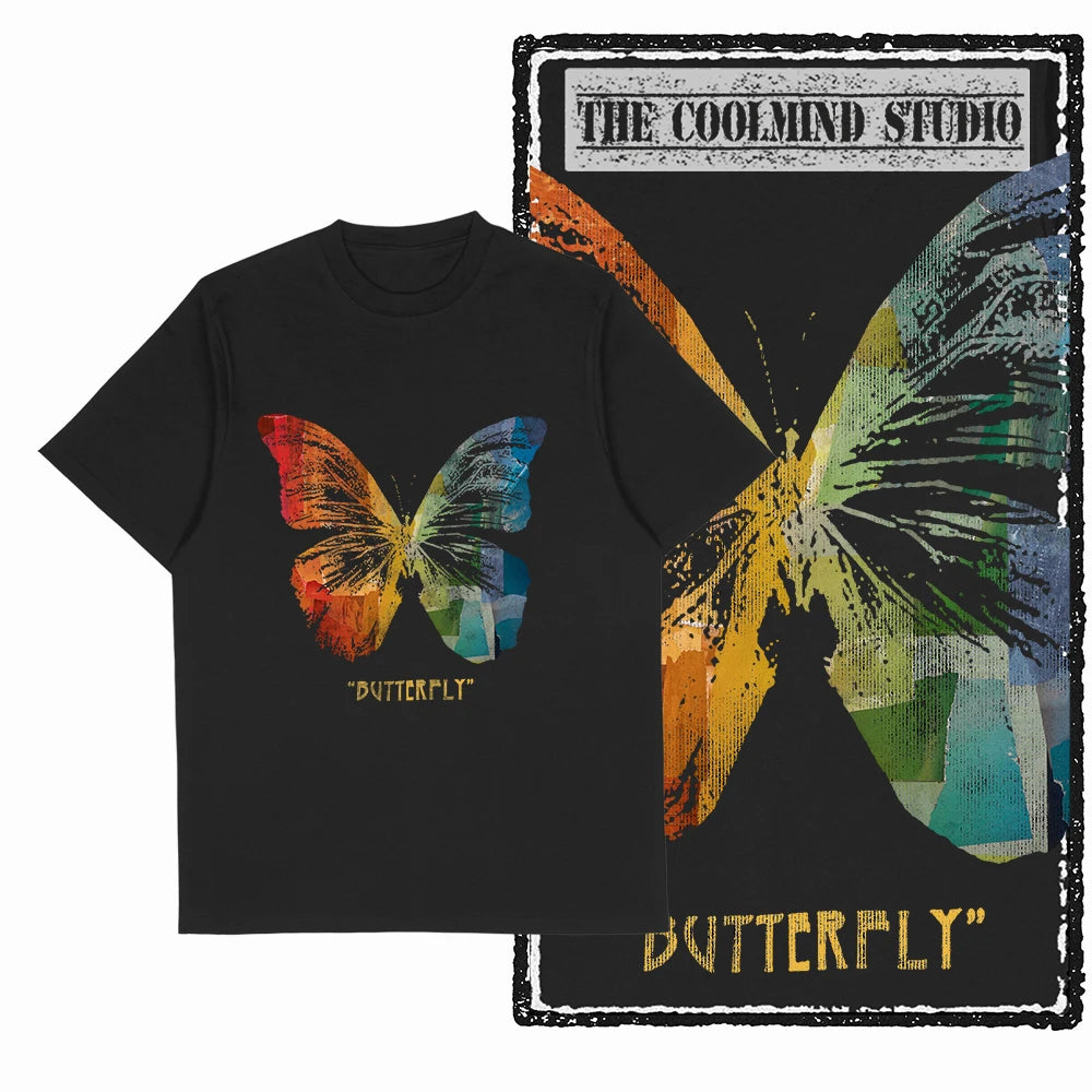 COOLMIND X0111 Butterfly Bliss Graphic Cotton Tee
