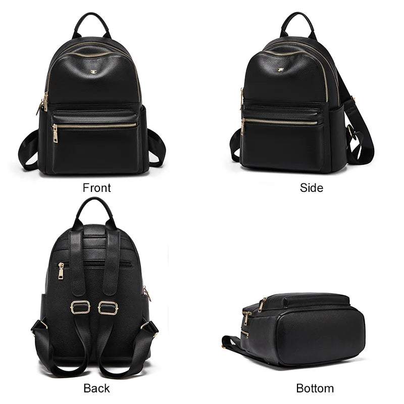 FOXER Brand  Women Cute Fashion Backpack Lady Leather +Microfiber Simple Travel School Bag Book Purse Quality Soft Daypack Gift