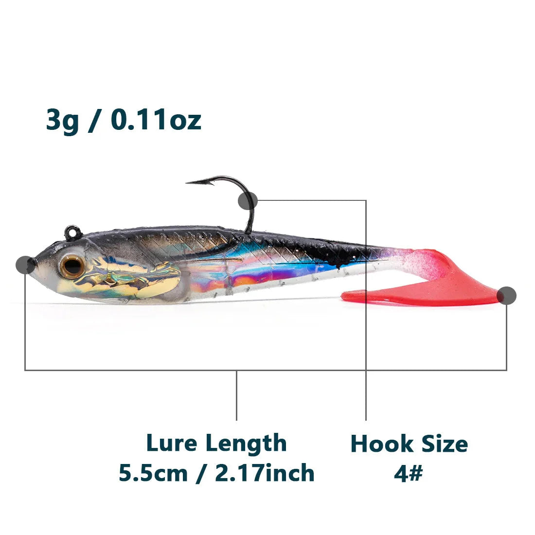 Soft Fishing Lures with Lead Head Jigs – Bass & Trout (Several quantities and colours available) Habicare