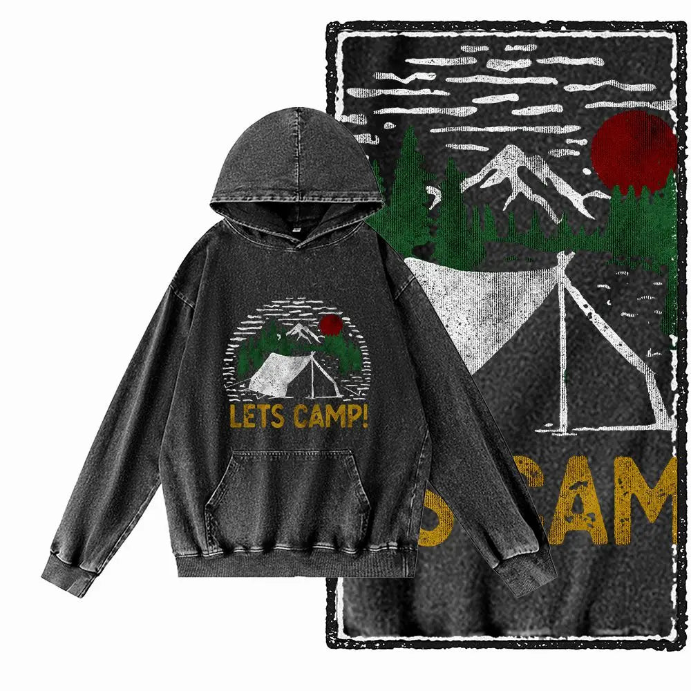 Off-Grid Adventure Graphic Acid-Washed Black Hoodie