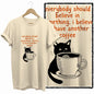 COOLMIND Beige Cat Graphic T-Shirt | Women's Relaxed Fit