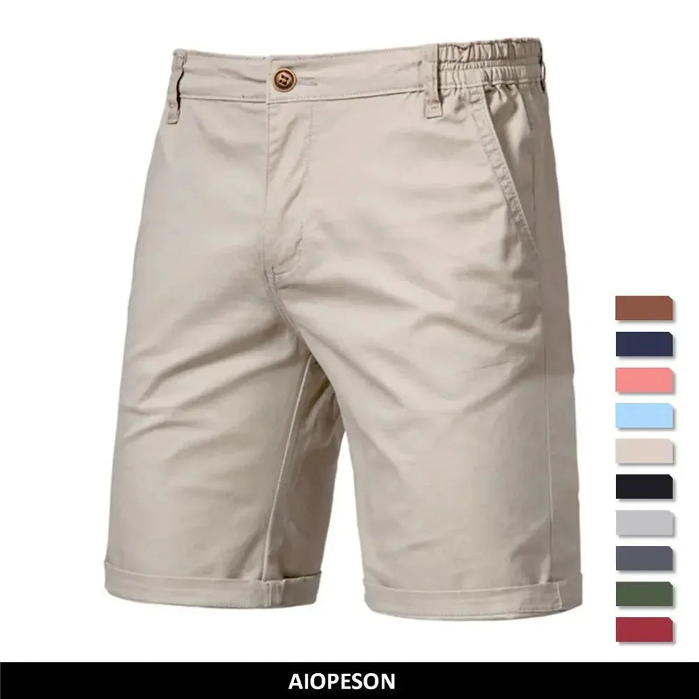 AIOPESON Men's 100% Cotton Solid Shorts - ShopHub