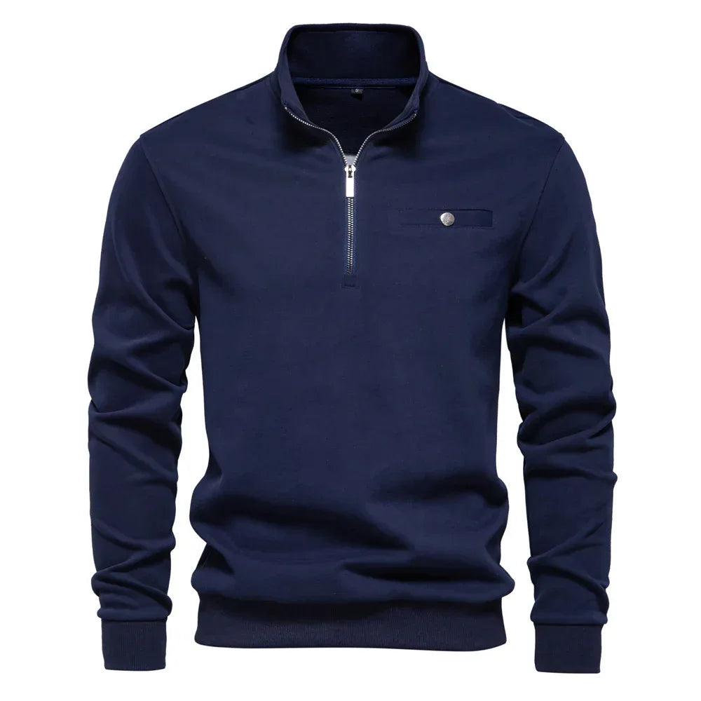 AIOPESON Men's Mock Neck Quarter-Zip Sweatshirts - ShopHub