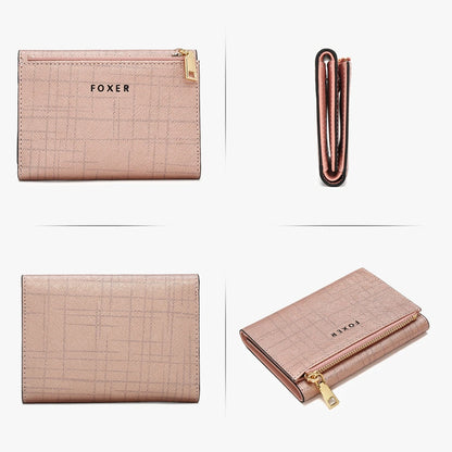FOXER Women's Short Wallet – Premium Split Leather Design