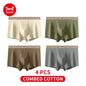 MiiOW 4Pcs Cotton Men's Underwear Soft Antibacterial U-shaped Crotch Breathable Boxer Briefs