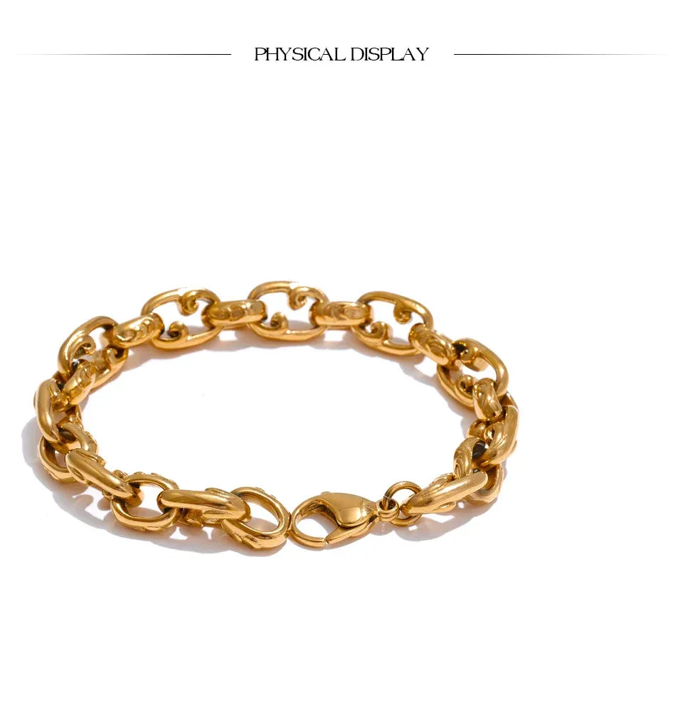 22cm Stainless Steel Cuban Chain Bracelet Bangle - ShopHub
