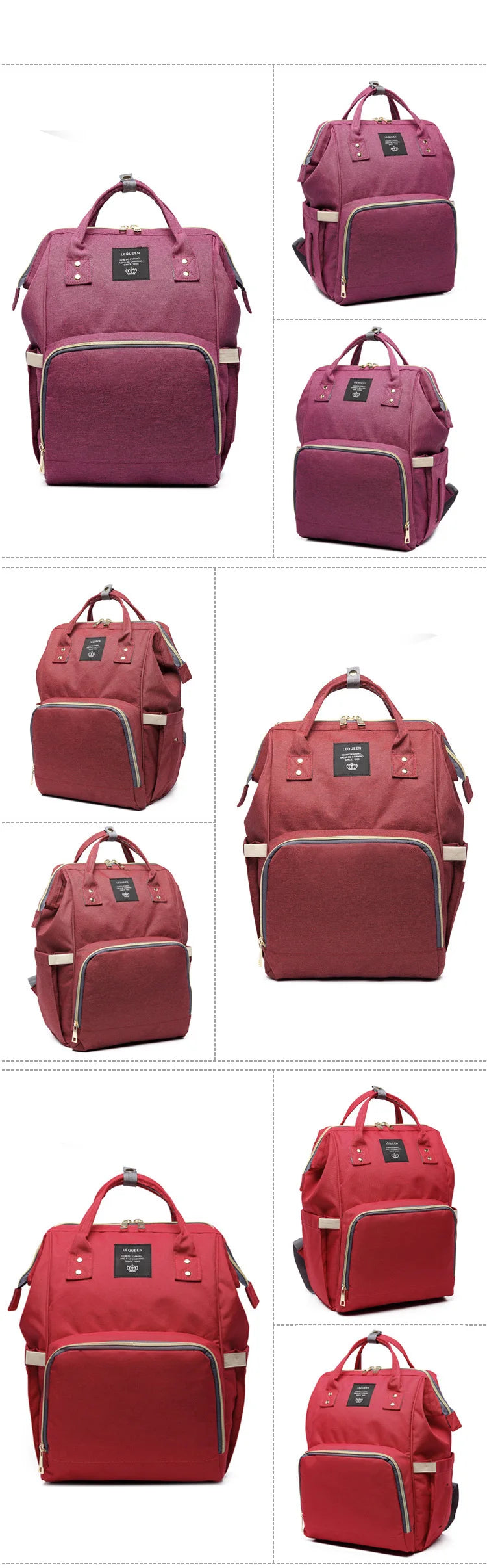 Lequeen Fashion Mummy Maternity Nappy Bag Large Capacity Nappy Bag Travel Backpack Nursing Bag for Baby Care Women's Fashion Bag