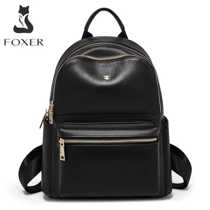 FOXER Brand  Women Cute Fashion Backpack Lady Leather +Microfiber Simple Travel School Bag Book Purse Quality Soft Daypack Gift