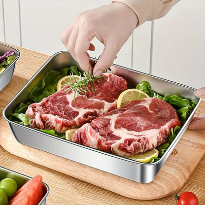 2Pcs Stackable Food Containers Stainless Steel