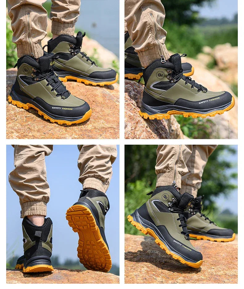 Men's Work Safety Boots Featuring Steel Toe Protection, Anti-Puncture Design - ShopHub