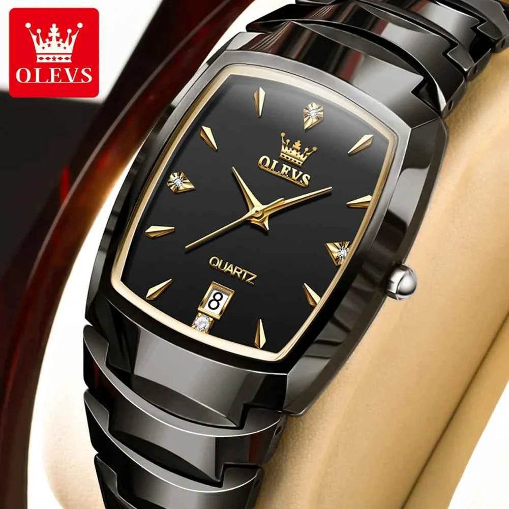 OLEVS 7006 Unisex Waterproof Watch - Original Quartz, Luminous, Tungsten Day Date Watch for Men, Perfect Gift with Single Calendar