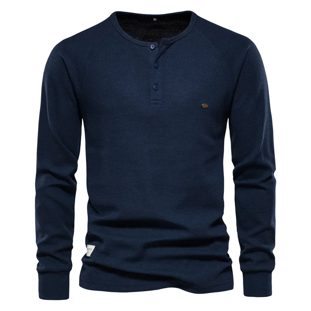 AIOPESON Waffle Henley Shirts - ShopHub