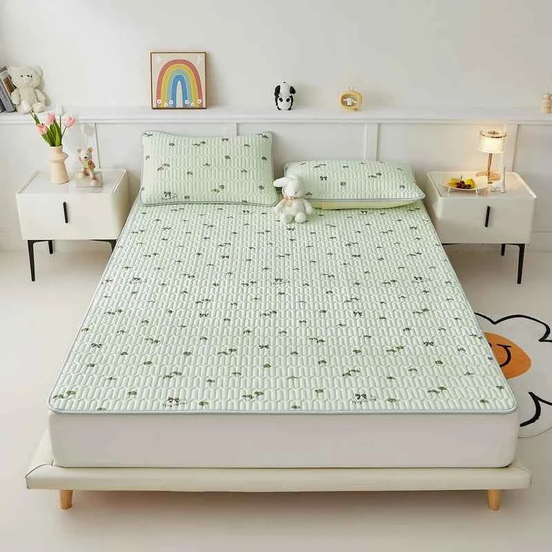 Cooling silk mattress pad set by ShopHub NZ, designed for comfort and temperature regulation during summer nights.