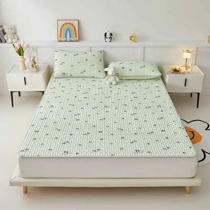 Cooling silk mattress pad set by ShopHub NZ, designed for comfort and temperature regulation during summer nights.