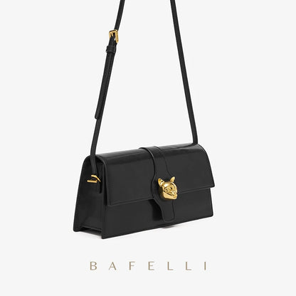 BAFELLI CAT 2026 NEW WOMEN'S BAG LUXURY BRAND FASHION RETRO STYLE DENIM TRENDING SHOULDER CLUTCH FEMALE LEATHER FLAP PURSE