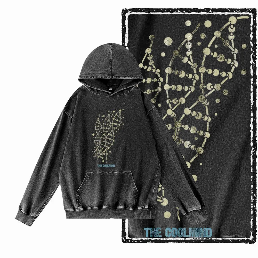 G12 Acid-Washed Black Streetwear Graphic Hoodie