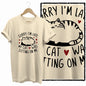COOLMIND Beige Cat Graphic T-Shirt | Women's Relaxed Fit
