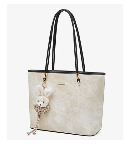 FOXER Designer Women's Tote Bag High Quality PVC Leather Female Handbag Trendy Casual Commuter Shoulder Bag with Pendant