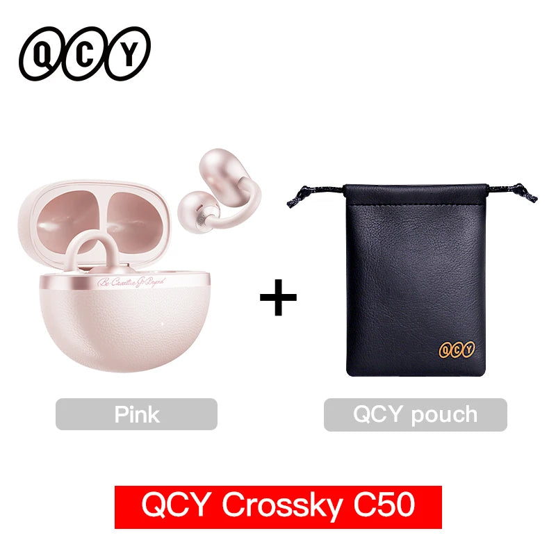QCY CT06 Open Ear Wireless Earbuds with 4-Mic Calls and Bass Boost - Bluetooth 6.0 Clip-On Sports Headphones with 35 Hours Playtime - ShopHub