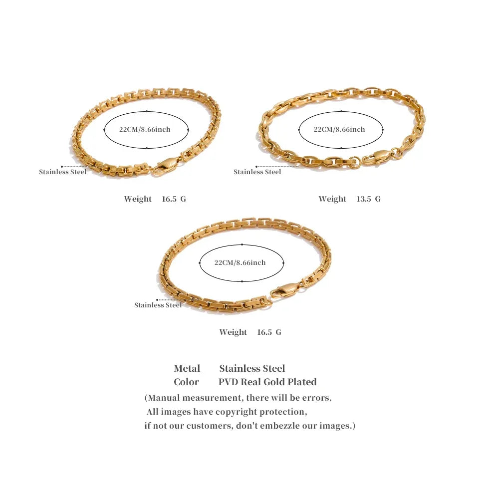 22cm High Quality Stainless Steel Metal Chain Bracelet Bangle - ShopHub