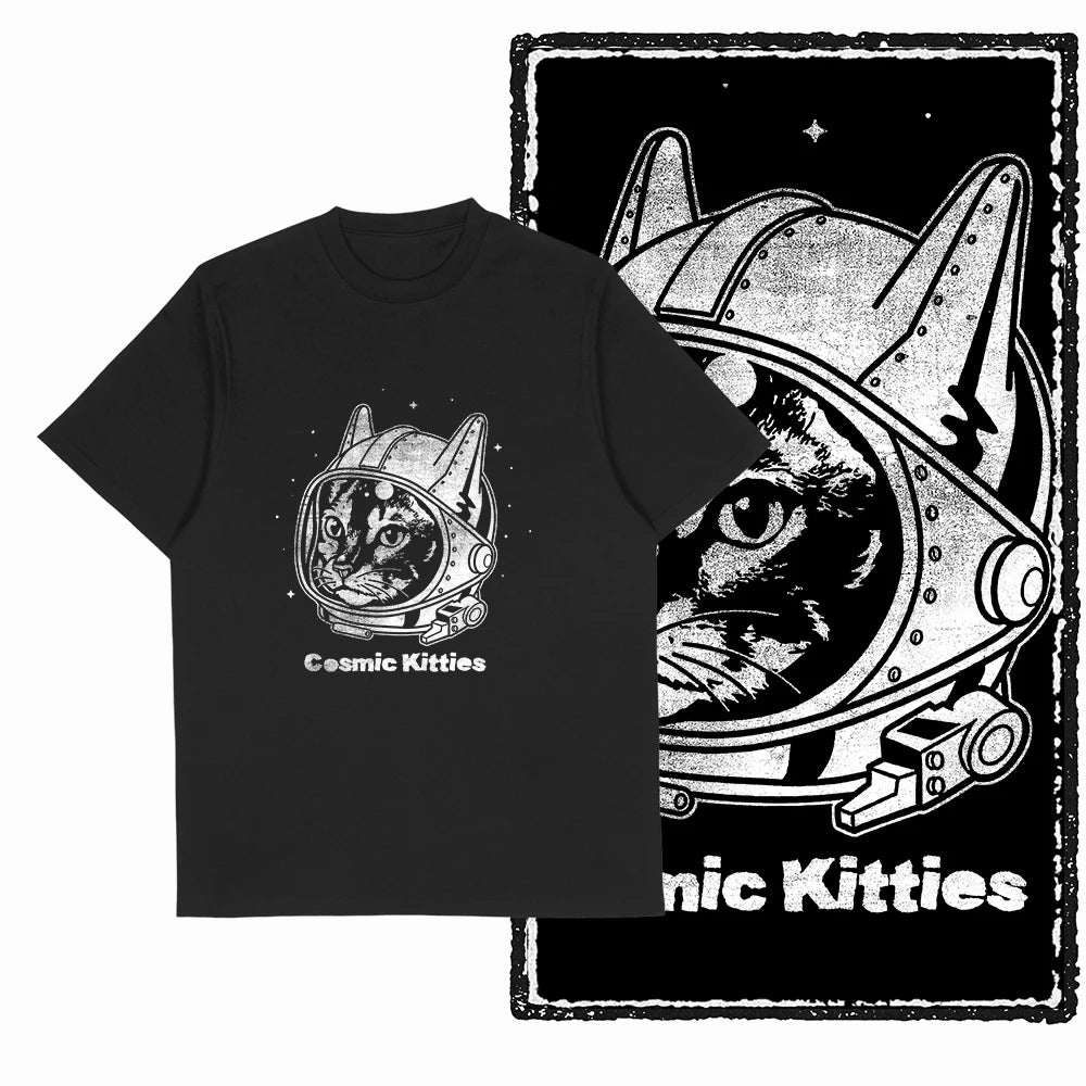 COOLMIND 100% Cotton Short Sleeve Cool Cat Print Men Tshirt Casual Summer Loose Men Cat T Shirt o-neck t-shirt Men Tee Shirts