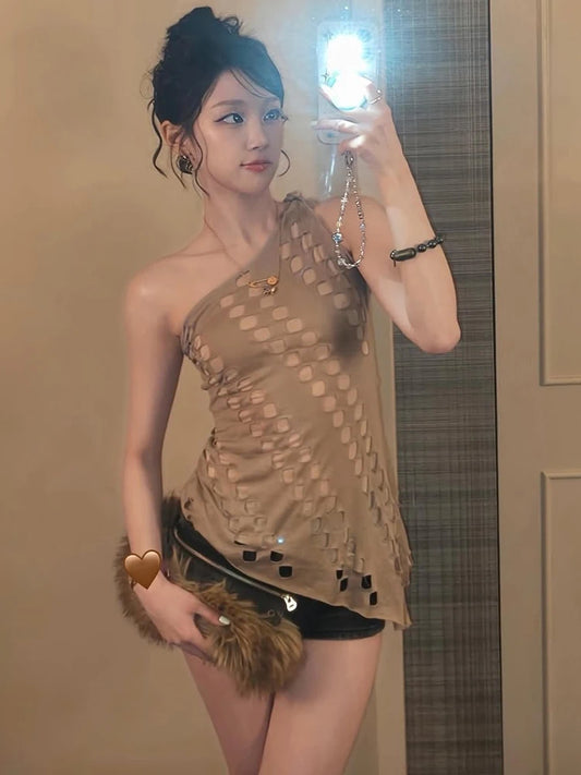 Kliou Irregular Hollow Shape Tank Top
