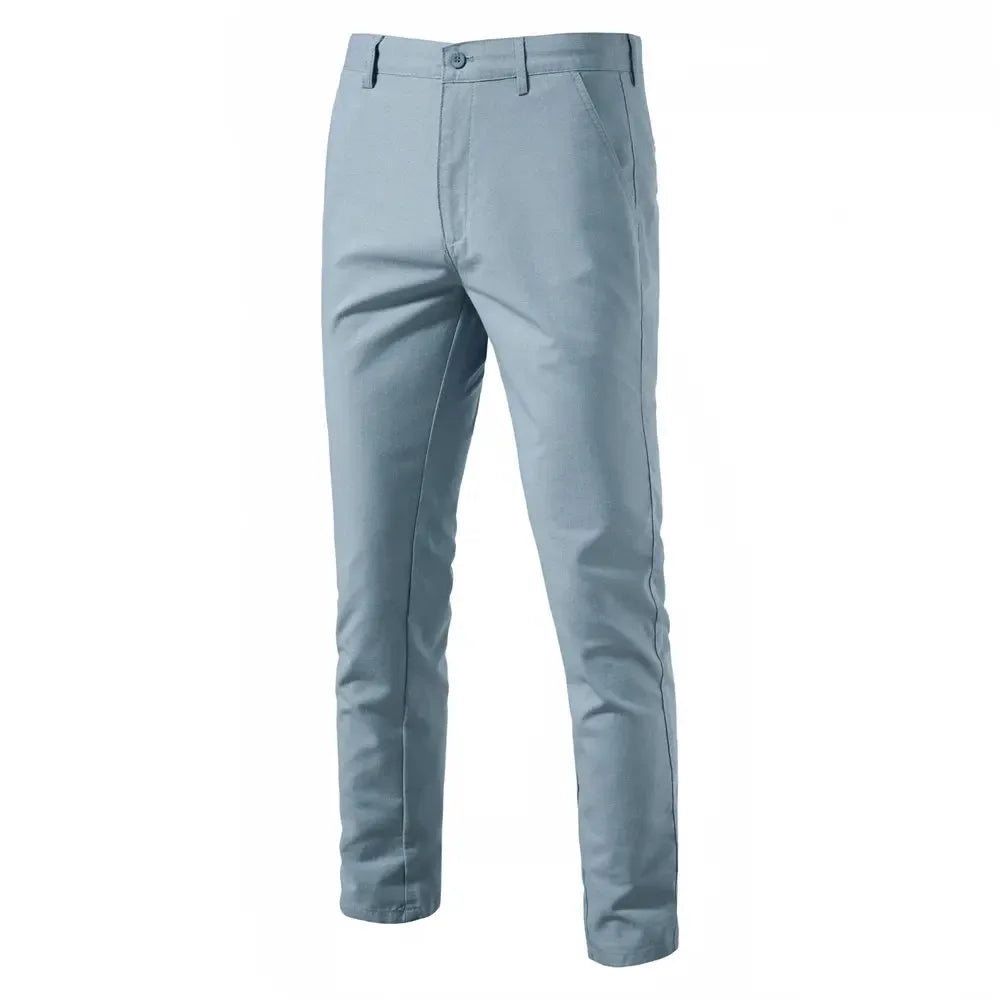 AIOPESON Men's Solid Colour Linen Long Pants - ShopHub