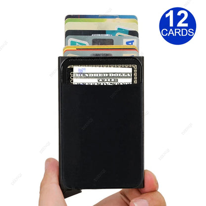 RFID Metal Wallet Double Card Case Pop Up Card Holder 12 Cards Automatic Aluminum Box Cardholder Smart Minimalist Walet for Men