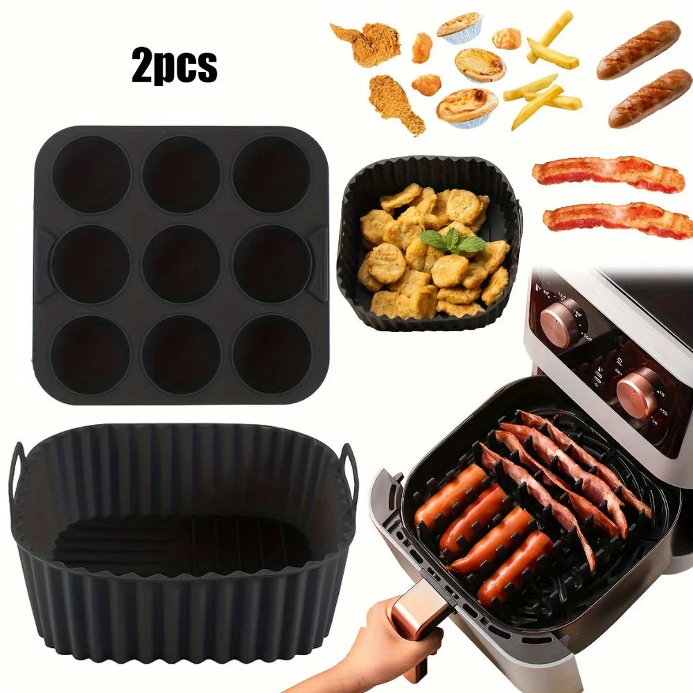 Premium Silicone Air Fryer Set - 9-Hole Cake Mold