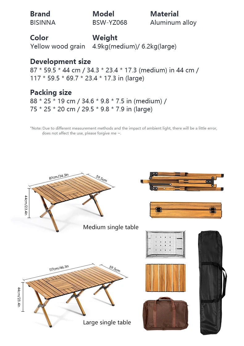BISINNA Aluminum Alloy Custom Egg Roll Table