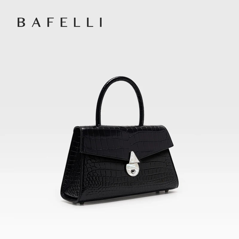 BAFELLI Crocodile-Pattern Leather Shoulder Bag