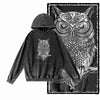 Vintage Owl Graphic Acid-Washed Black Hoodie
