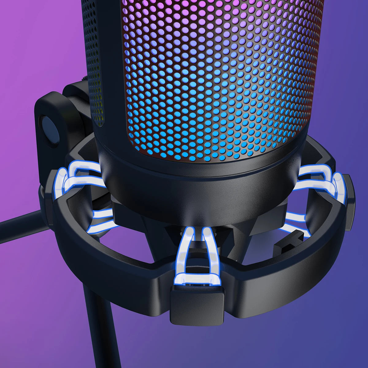 FIFINE USB gaming microphone on a desk, featuring a sleek black design with adjustable stand for streaming and gaming audio.