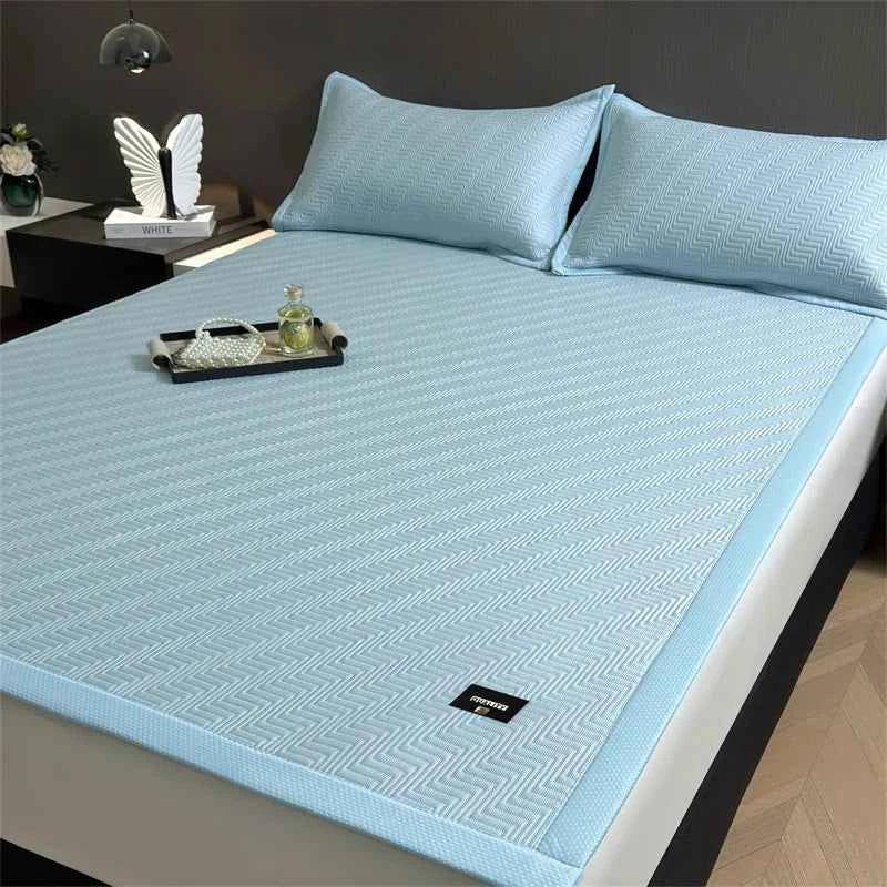 Cool Feeling Summer Mattress Cover PE Fabric Cooling Mat Soft Elasticity Bed Hat Style Mats Single Double Foldable Sleeping Pad