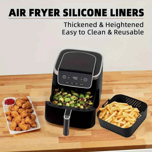 Single Pack Silicone Air Fryer Liner, Reusable Non-Stick Square Mat for Oven Baking, Dishwasher Safe