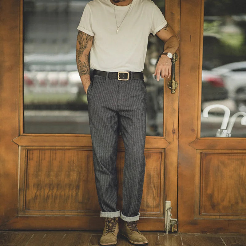 Maden Retro 12.8oz Grey Striped Jeans