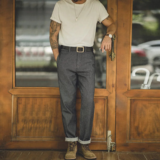 Maden Retro 12.8oz Grey Striped Jeans